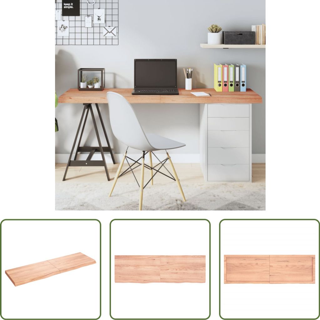 The Living Store Tischplatte Hellbraun 160x50x(2-6)cm Massivholz Eiche Behandelt