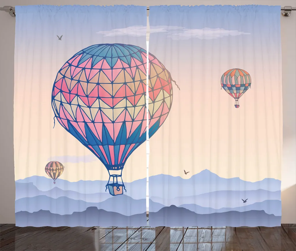 ABAKUHAUS Rideau Rustique Ballon à Air Chaud 280x225cm Multicolore