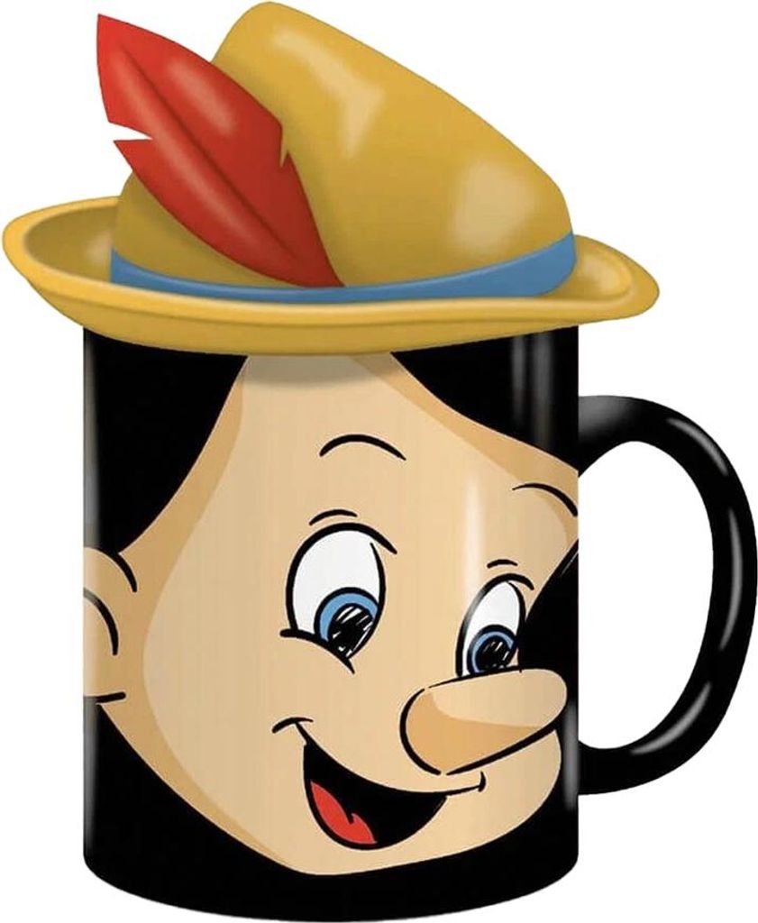 Pinocchio - Kaffeebecher CD1820 (Einheitsgröße) (Beige/Schwarz/Gelb)