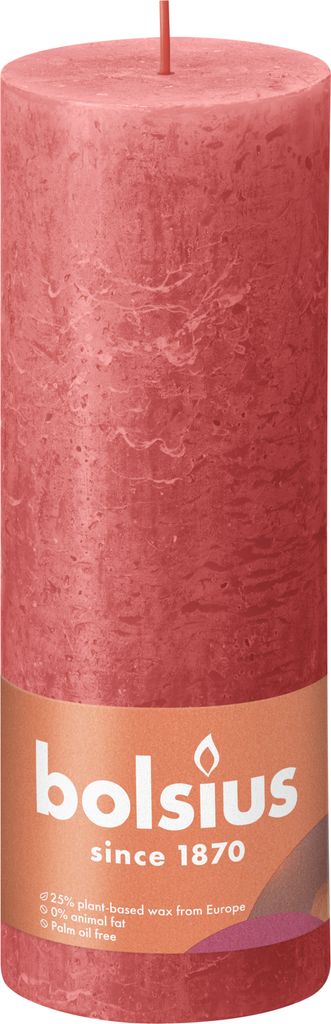 Bolsius Rustik Stumpenkerze Rosa Blüte 190/68mm Produktbild 