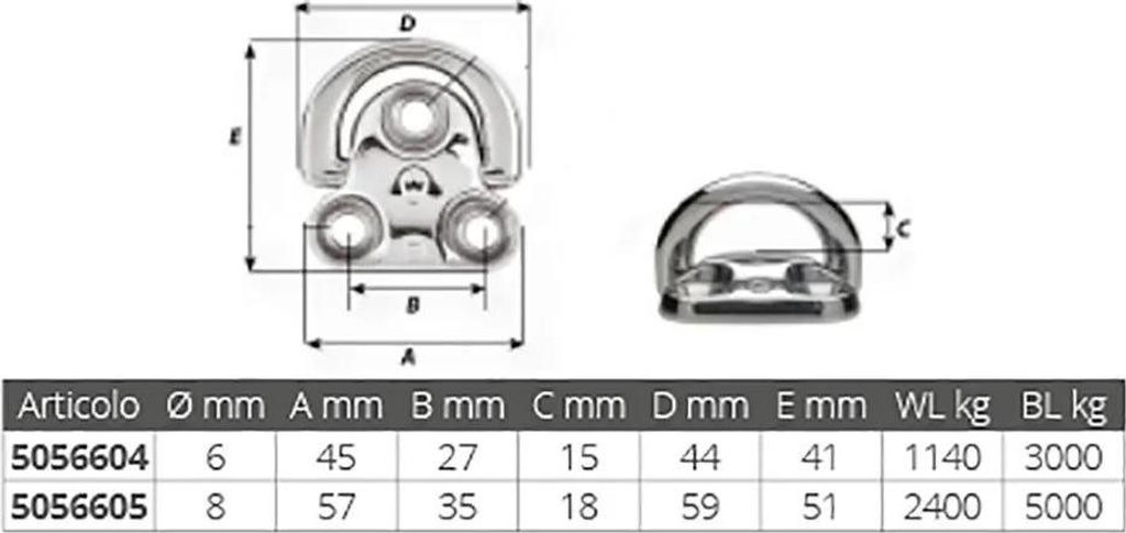 Wichard Scharnier Mit Ring Silber 8 mm Silber 8 mm