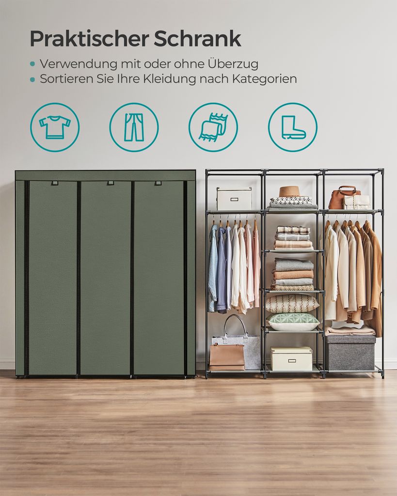SONGMICS Kleiderschrank faltbare Garderobe mit Produktbild 3