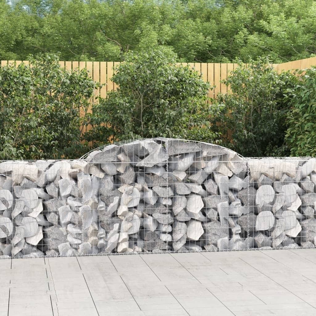 The Living Store Gabionen mit Hochbogen 9 Stk. 300x50x80/100 cm Verzinktes Eisen
