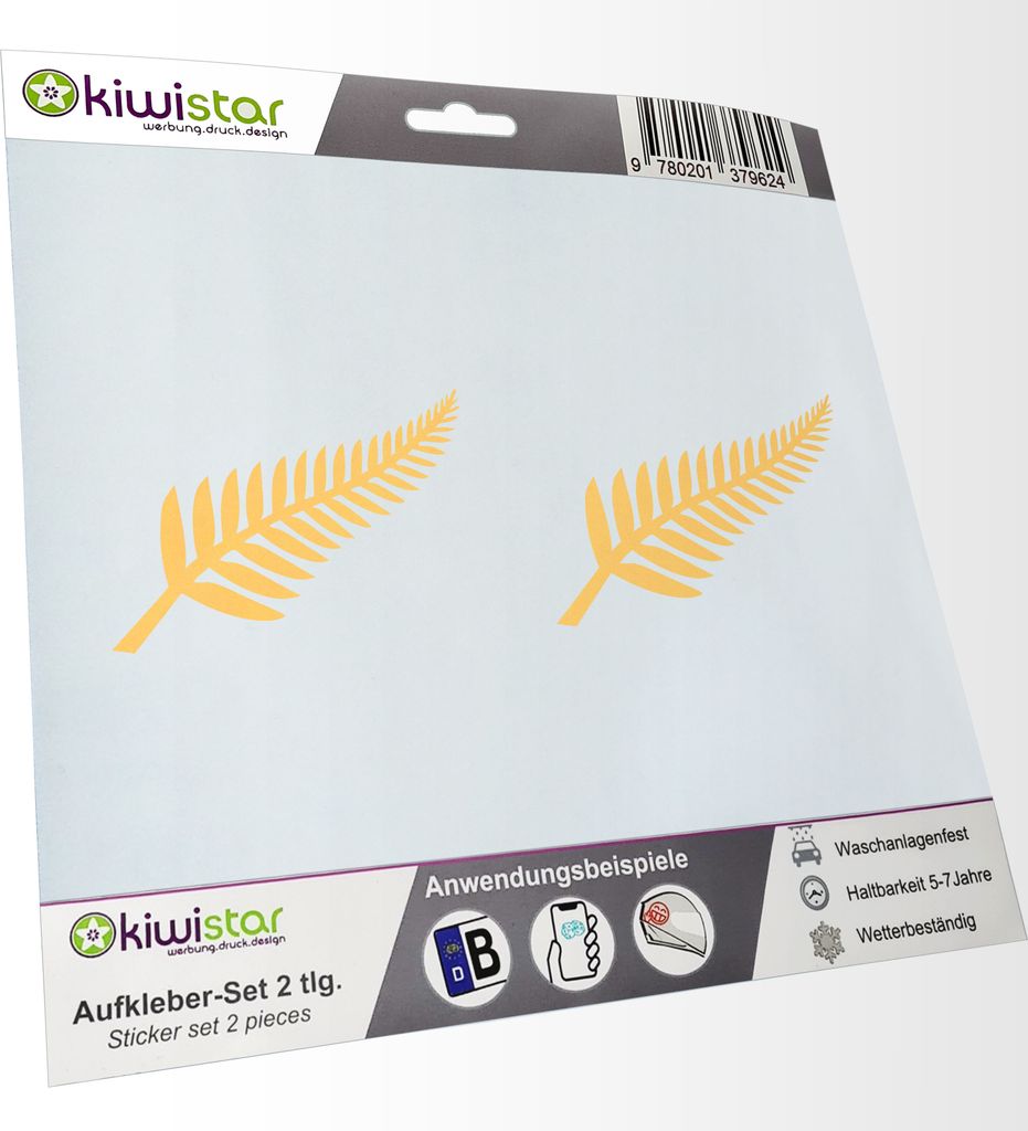 Kiwistar - 2x Kennzeichenaufkleber - creme - 21 mm Silver Fern - Neuseeland - Kiwis Aufkleber für Auto, Laptop, Fahrrad, LKW, Motorrad Mehrfarbig ...