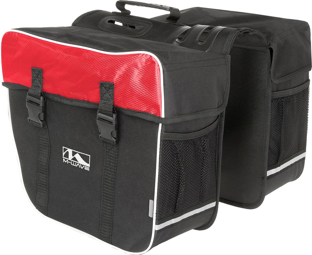 M-Wave Amsterdam Double Gepäckträgertasche Fahrrad Gepäckträger Tasche Fahrradtasche, Farbe:schwarz/rot
