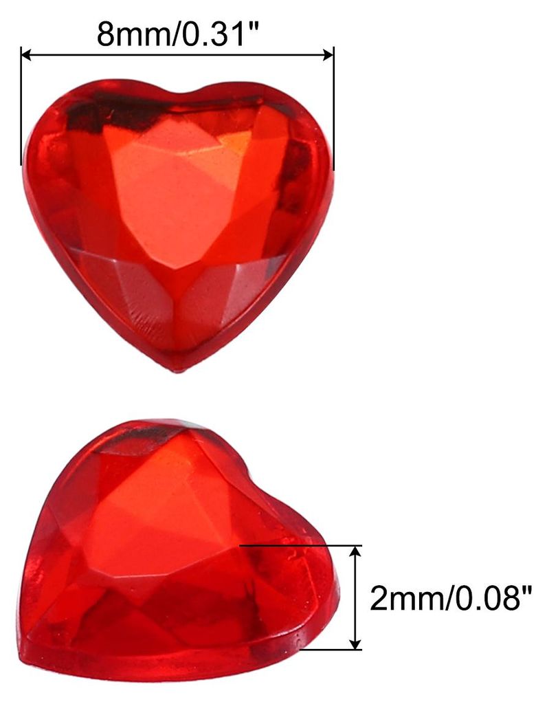 100 Stš¹ck Acryl Herz Strass 8mm Flache Rš¹ckseite Kunststoff Glitzersteine fš¹r Bastelarbeiten Perlen Gesichtsbemalung Kostš¹mschmuckherst...