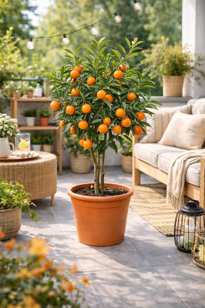 Nova Mandarine kernlos 120–150 cm – Mandarinenbaum für Garten, Terrasse & Wintergarten, winterhart im Kübel, Zitruspflanze