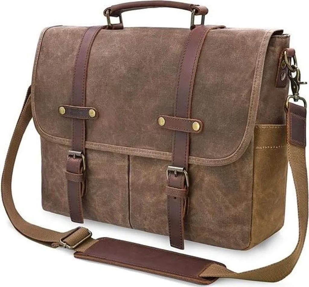 Grand sac bandoulière marron pour transporter son ordinateur au bureau