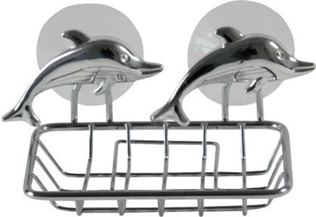 Seifenschale Delfin verchromt mit Saugnäpfen Produktbild 