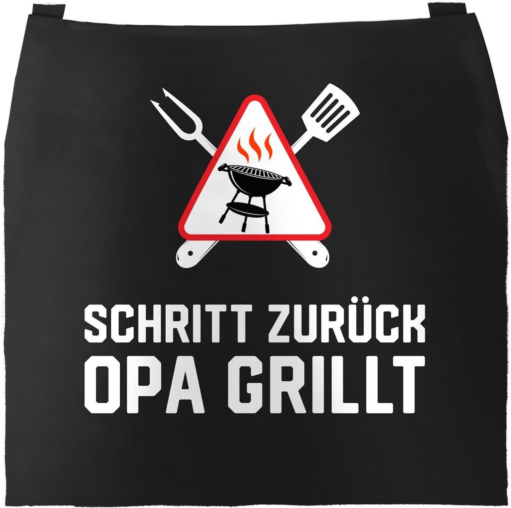Grill-Schürze für Männer mit Spruch Schritt zurück Opa grillt Baumwoll-Schürze Grill-schürze Küchenschürze Moonworks schwarz unisize