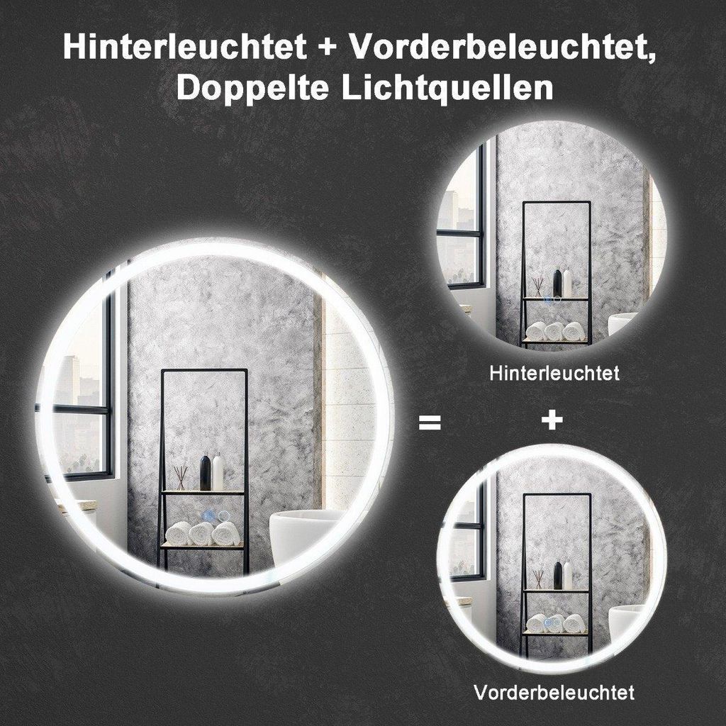 LED-Badezimmerspiegel mit Antibeschlag, 60 cm, Produktbild 
