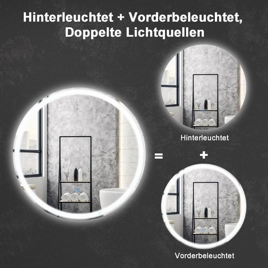 Miroir LED 60 cm Antibuée à Double Éclairage : Design et Performance