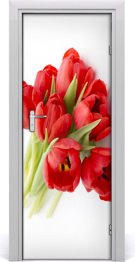 Tulup Türaufkleber 75x205 cm Dekorative Aufkleber Selbstklebend Wasserdichte Tapete Abnehmbar Schlafzimmer Wohnzimmer Wohnkultur - rote Tulpen