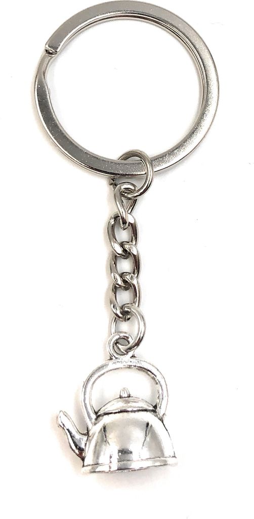 Onwomania Schlüsselanhänger Teekanne Pot Tee Silber Metall Anhänger Charm