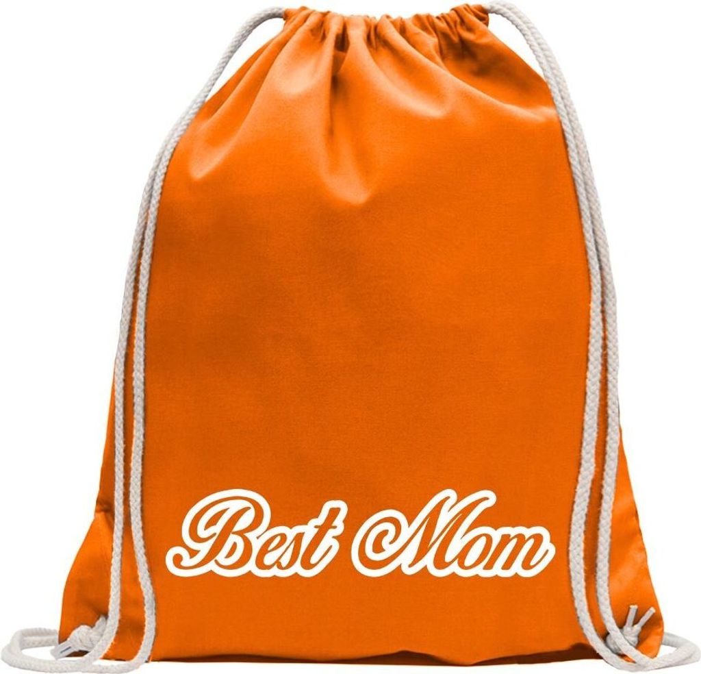 Kiwistar - Turnbeutel - mandarin - Best Mom Mutter Familie - Fun Rucksack Sport Beutel Gymsack Baumwolle mit Ziehgurt