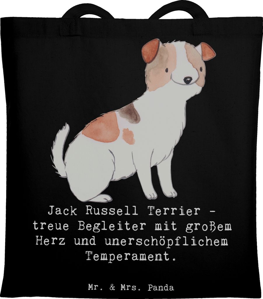 Mr. & Mrs. Panda canvas tasche Jack Russell Terrier - Schwarz - Geschenk, Hunderassen Beschreibung, treue Begleiter, Abenteuerlust, Laptoptasche, F...