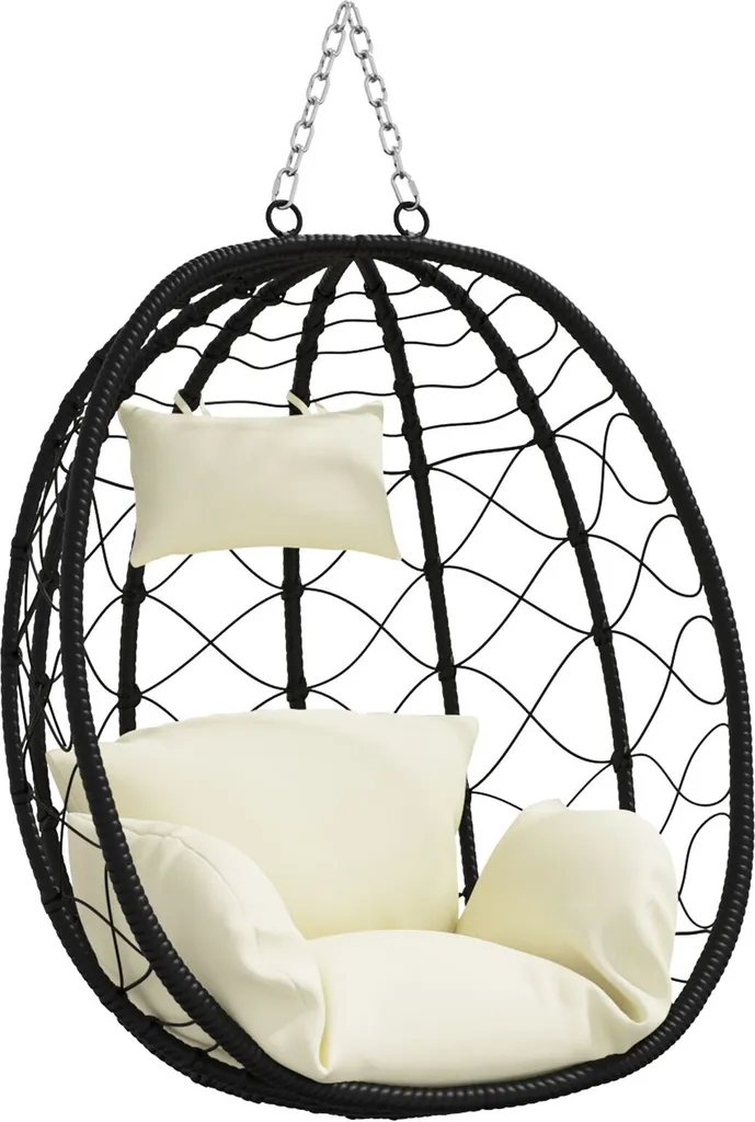 Fauteuil suspendu de jardin Basket en rotin synthétique blanc crème Ø95