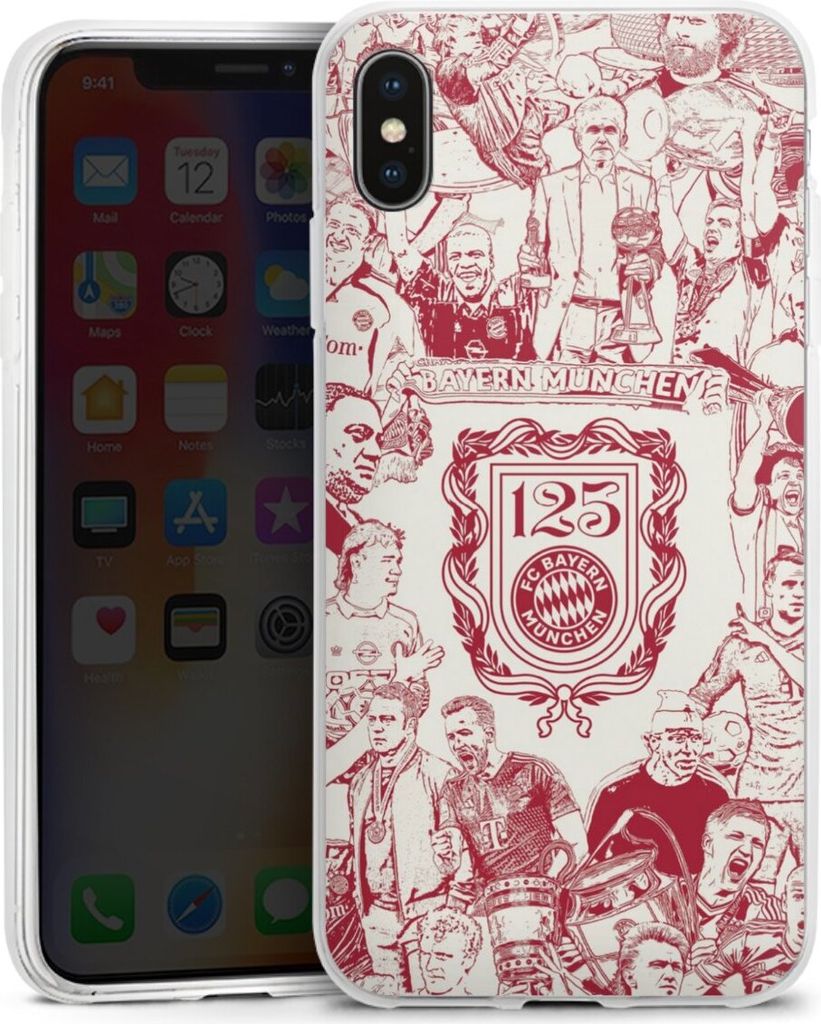 DeinDesign Handyhülle für Apple iPhone Xs Max Silikon Hülle Case Smartphone Schutzhülle FC Bayern München Offizielles Lizenzprodukt FCB 125 Jahre