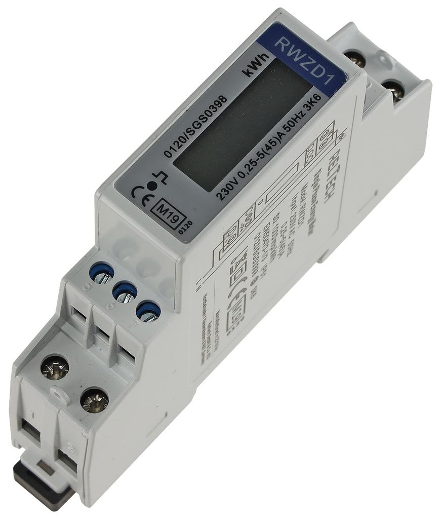 Wechselstromzähler für DIN Trägerschiene 1-phasig 5A, 161-300V, 1TE, digital LCD