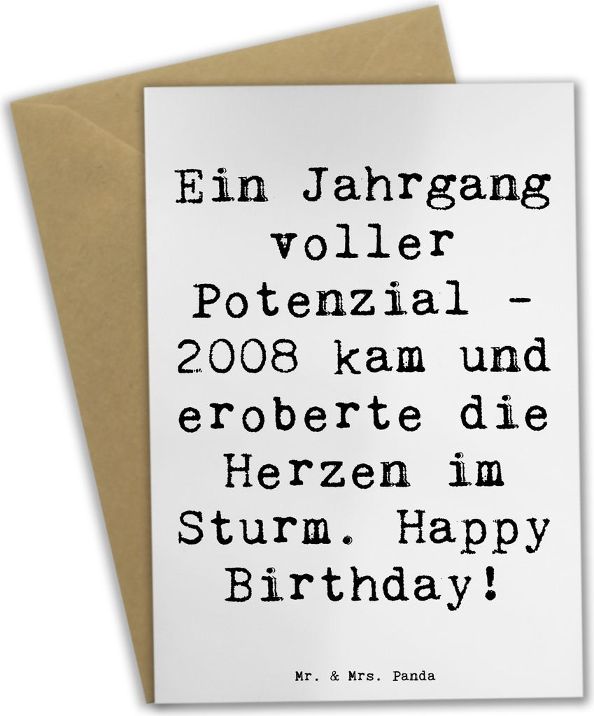 Mr. & Mrs. Panda babykarte Spruch 2008 Geburtstag - Weiß - Geschenk, magische Augenblicke, glückwunschkarten, Grußkarten, dankeskarten, Happy Bi...