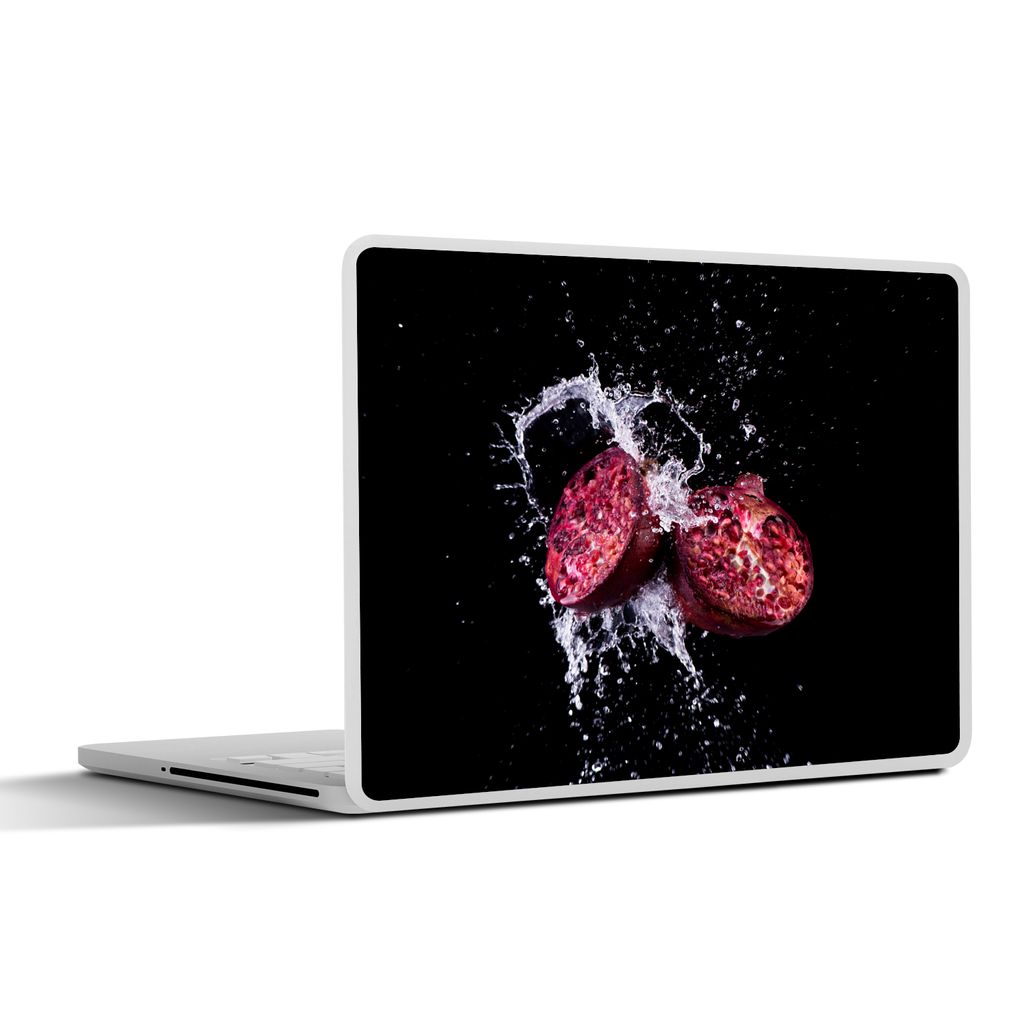 MuchoWow Laptop Aufkleber Sticker Cover Granatapfel - Frucht - Wasser - Schwarz - Violett 31x22.5 cm - Laptop-Deko