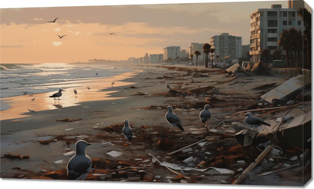 Bild 100x60cm Möwen nach dem Sturm