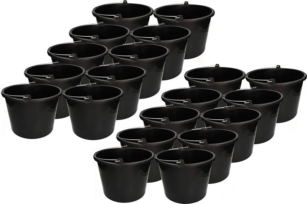Seau à mortier 16L noir en plastique lot de 20 pièces pour maçonnerie