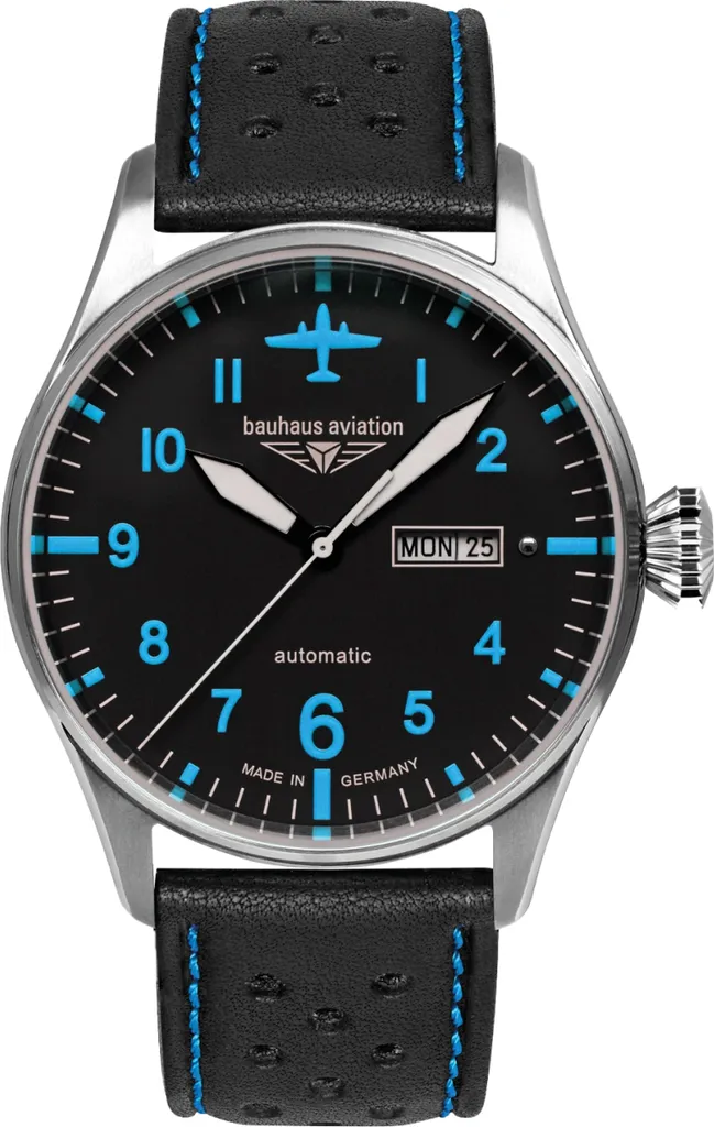 Montre Bauhaus 2766-3 avec Verre Minéral et Bracelet Cuir Surpiqué