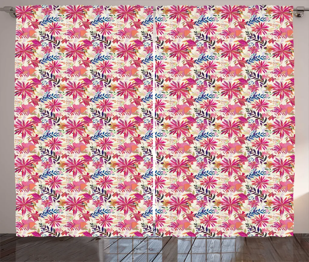 Rideau Pétales Multicolores en Dentelle Saumon Style Rustique 280x225cm