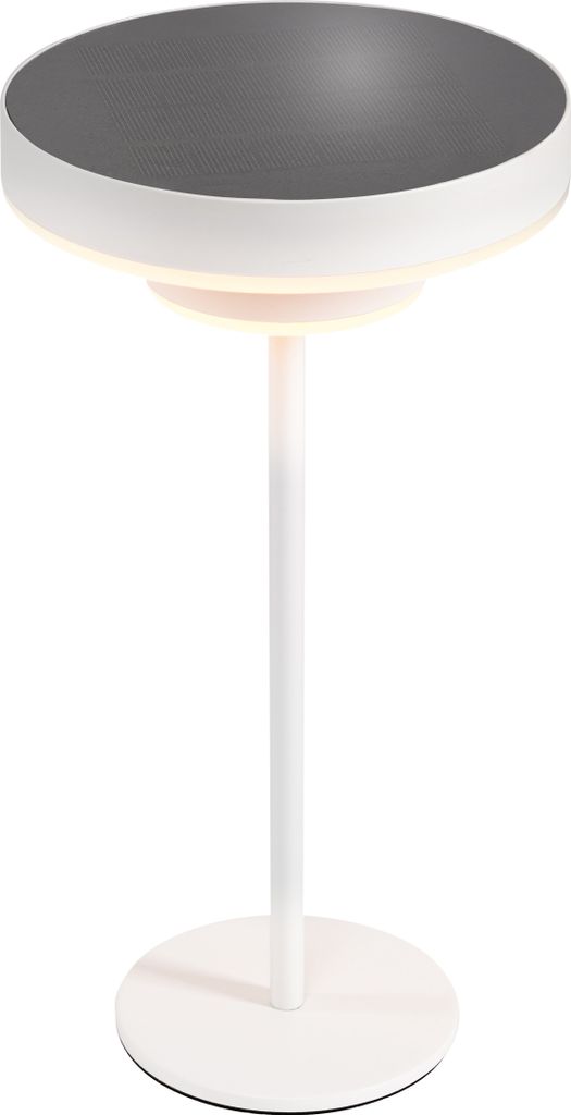 A white table lamp with a dark gray top is shown against a white background.