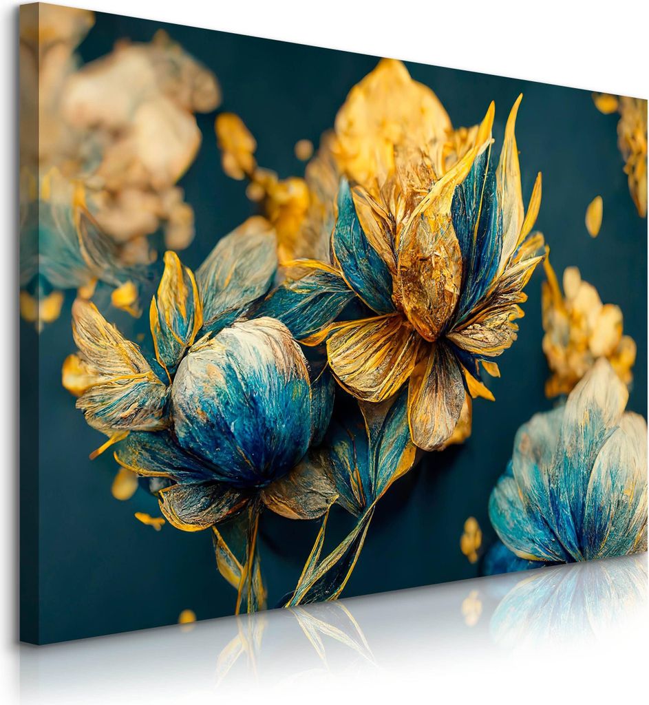 Muralo Leinwandbild Canvas BLUMEN Pflanzen Abstraktion Glamour Stil Br. 40cm x Hö. 30cm