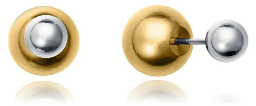 Boucles d'oreilles bicolores acier Air 14202E01019 - Bijou moderne