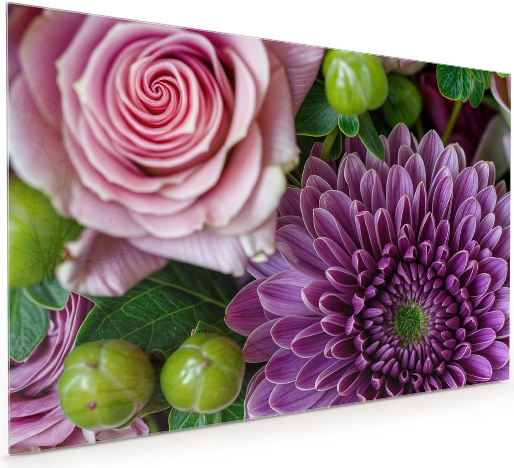 Küchenrückwand Spritzschutz Glas mit Motiv Blumenarrangement 40 x 40 cm