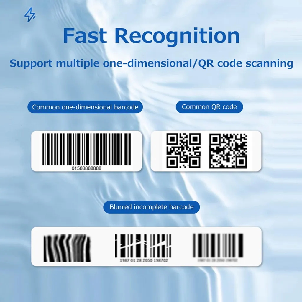Scanner de codes-barres annulaire sans fil 2.4G BT et USB pour QR Code