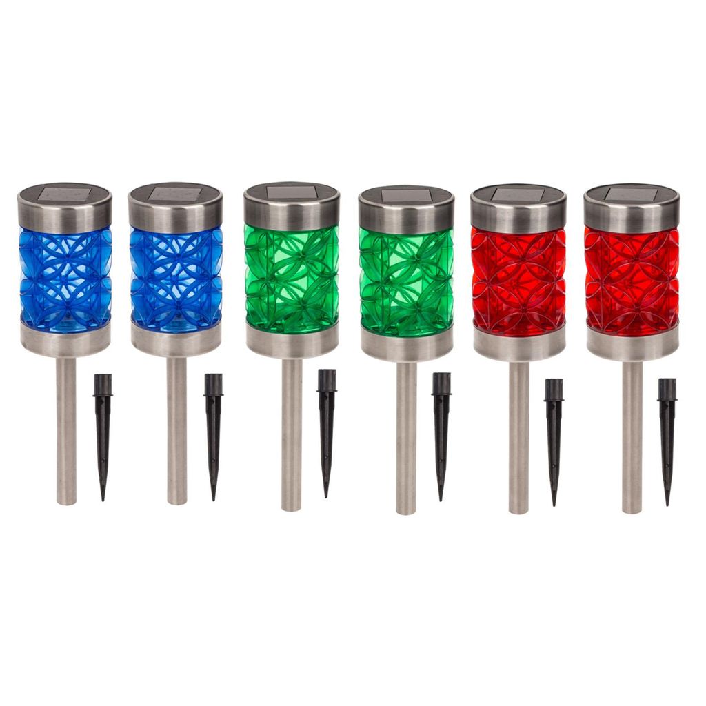 6er Set LED Garten Solar Lampen Mystic Star mit Erdspieß Solarlampen Terrasse Solarleuchten