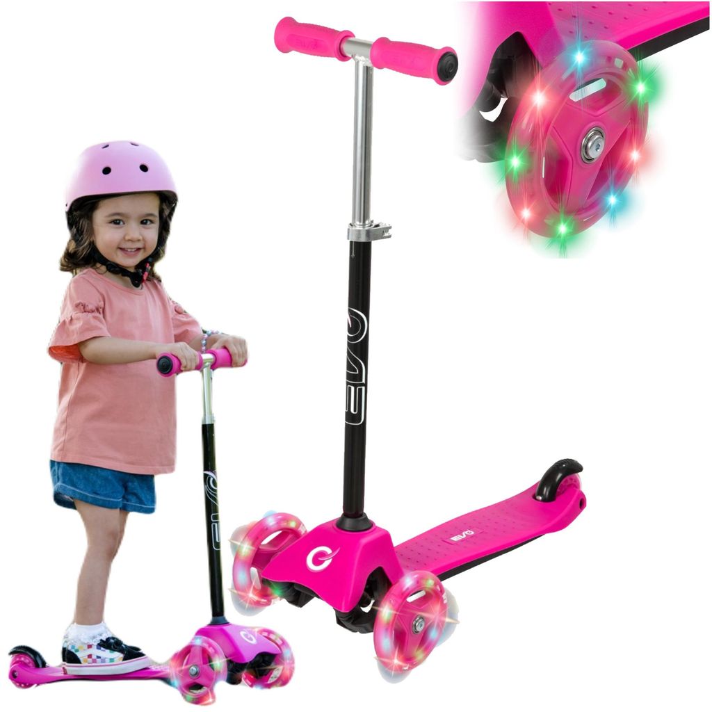 EVO Adjustable Tricycle Scooter für Kinder Light Up Mini Cruiser Pink Luminous Wheels