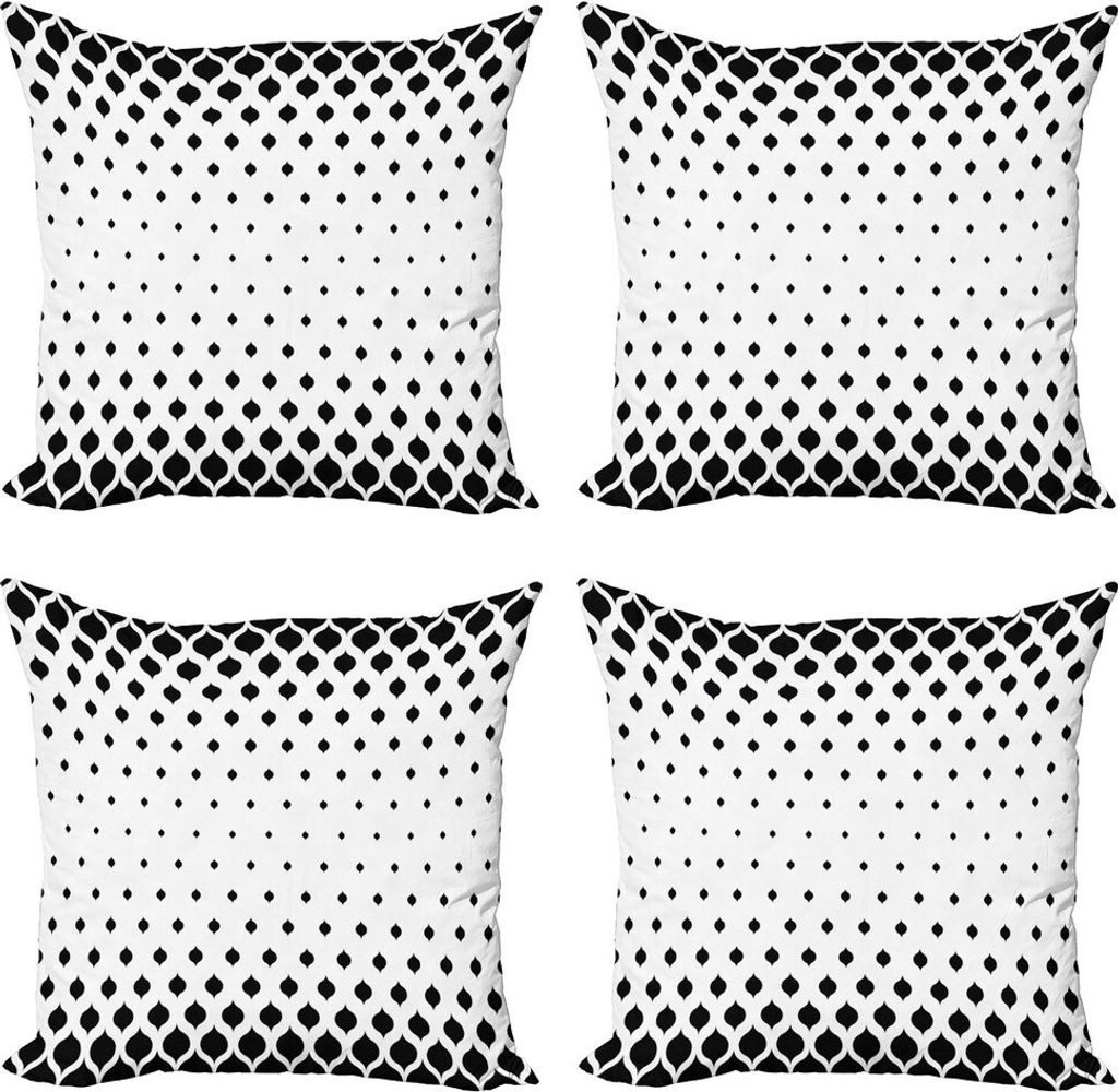 ABAKUHAUS Damast Kissenbezug Set (4 Stück), Victorian Fashion Shapes, Moderner Doppelseitiger Digitaldruck, 40 cm x 40 cm, Schwarz und weiß