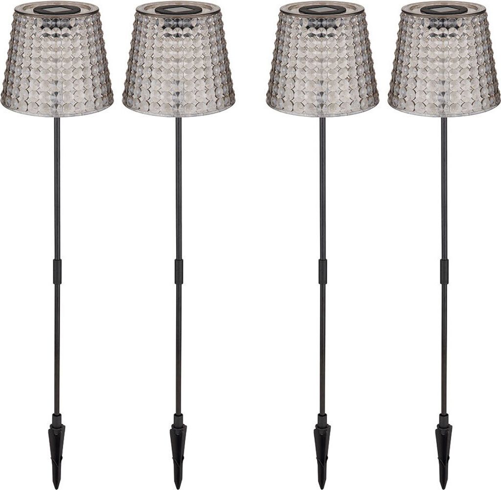 4er Set LED Solarlampe, Erdspieß, Kunststoff rauch, H 60 cm