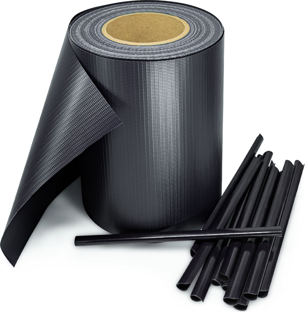 Sichtschutzstreifen inkl. 30 Befestigungsclips Zaunblende 35 m Rolle 19 cm PVC Zaunfolie Windschutz Doppelstabmatten , Farbe:Anthrazit;Länge:35m