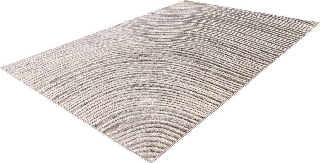 Lalee Sedef modernes 3D-Teppich mit Glanz-Effekt 160x230 cm in Silber-Beige für Wohnzimmer und Büro