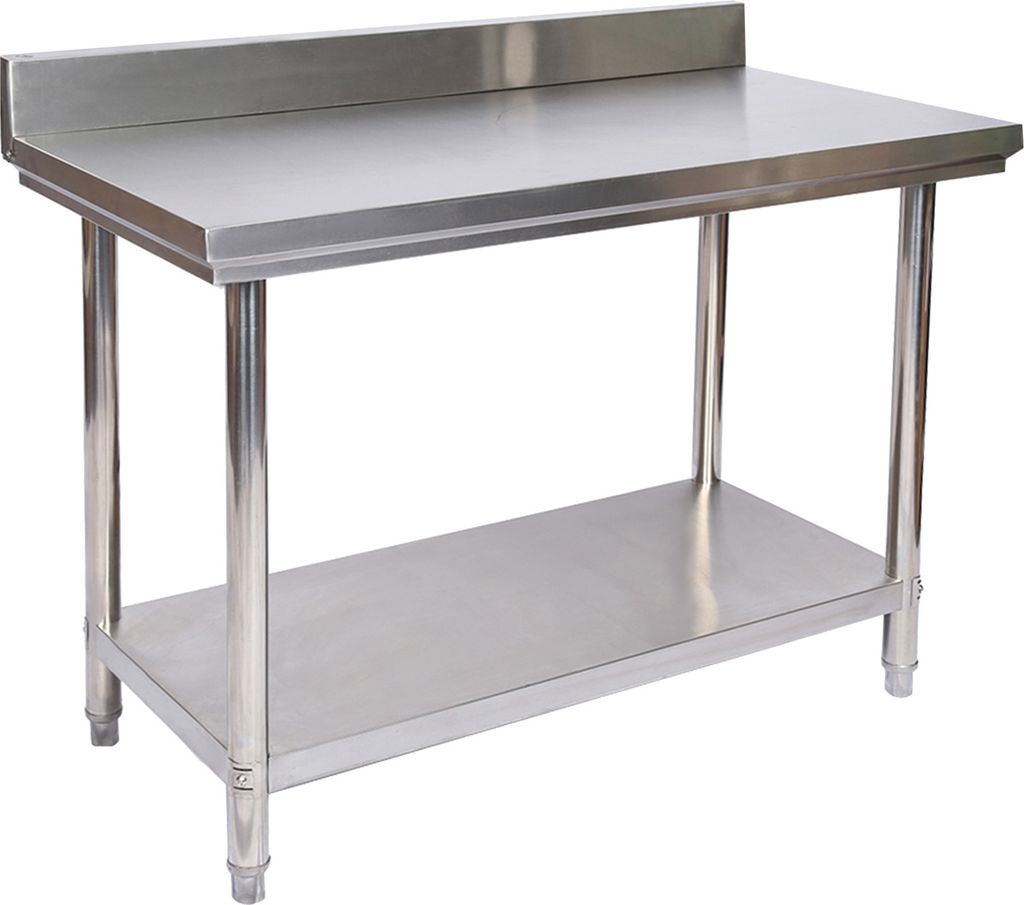 Wiltec Edelstahl Tisch Arbeitstisch Edelstahltisch mit Aufkantung 100x60x85cm für Gastro Küche Werkstatt Garten Keller mit höhenverstellbare Fü...