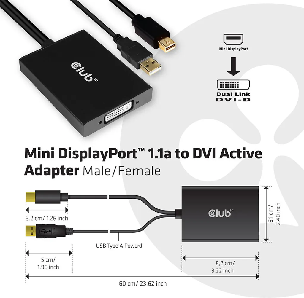 Adaptateur Actif Dual Link MiniDisplayPort vers DVI Haute Résolution