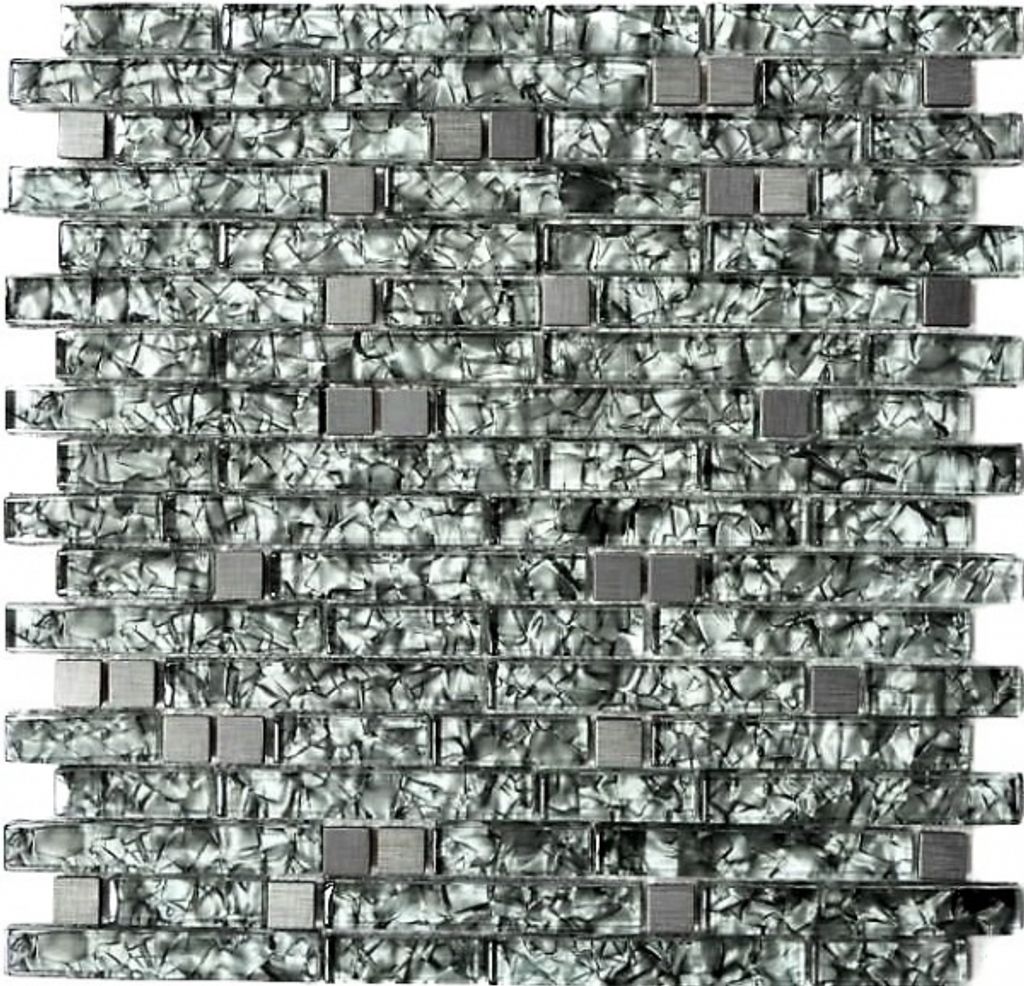 Mosaikfliese Transluzent Edelstahl grüngrau Verbund Glasmosaik Crystal Stahl steingrüngrau MOS87-MV728_f | 10 Mosaikmatten