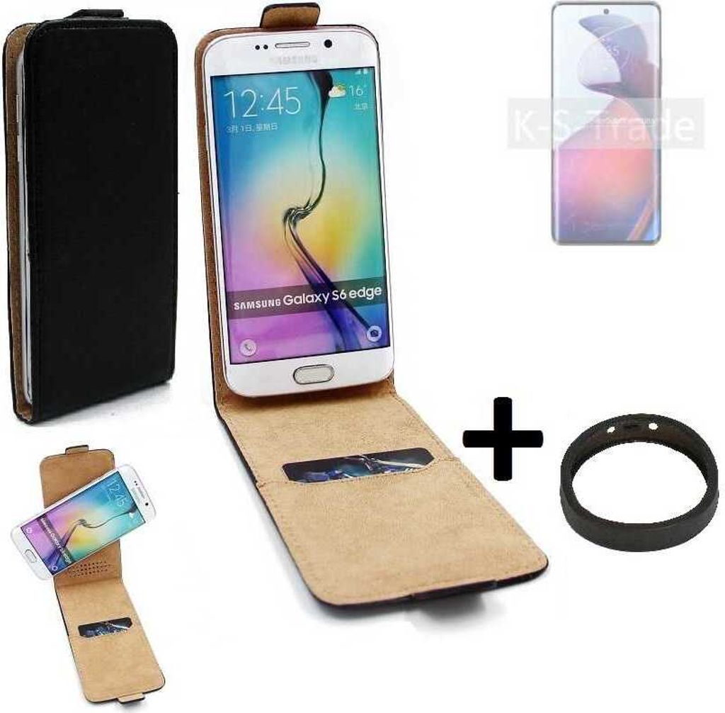 K-S-Trade TOP SET Handyhülle kompatibel mit Motorola S30 Pro 360° Flipstyle Schutzhülle Smartphone Tasche schwarz + TPU Bumper, Case Hülle Flip