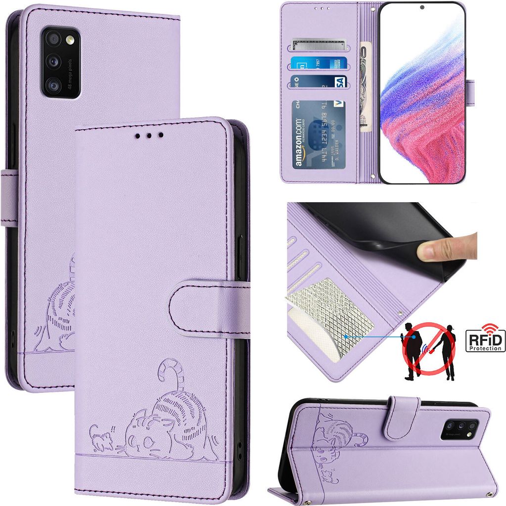 Kožené pouzdro pro Samsung Galaxy A41, sladká kočka Flip Obrázek produktu 