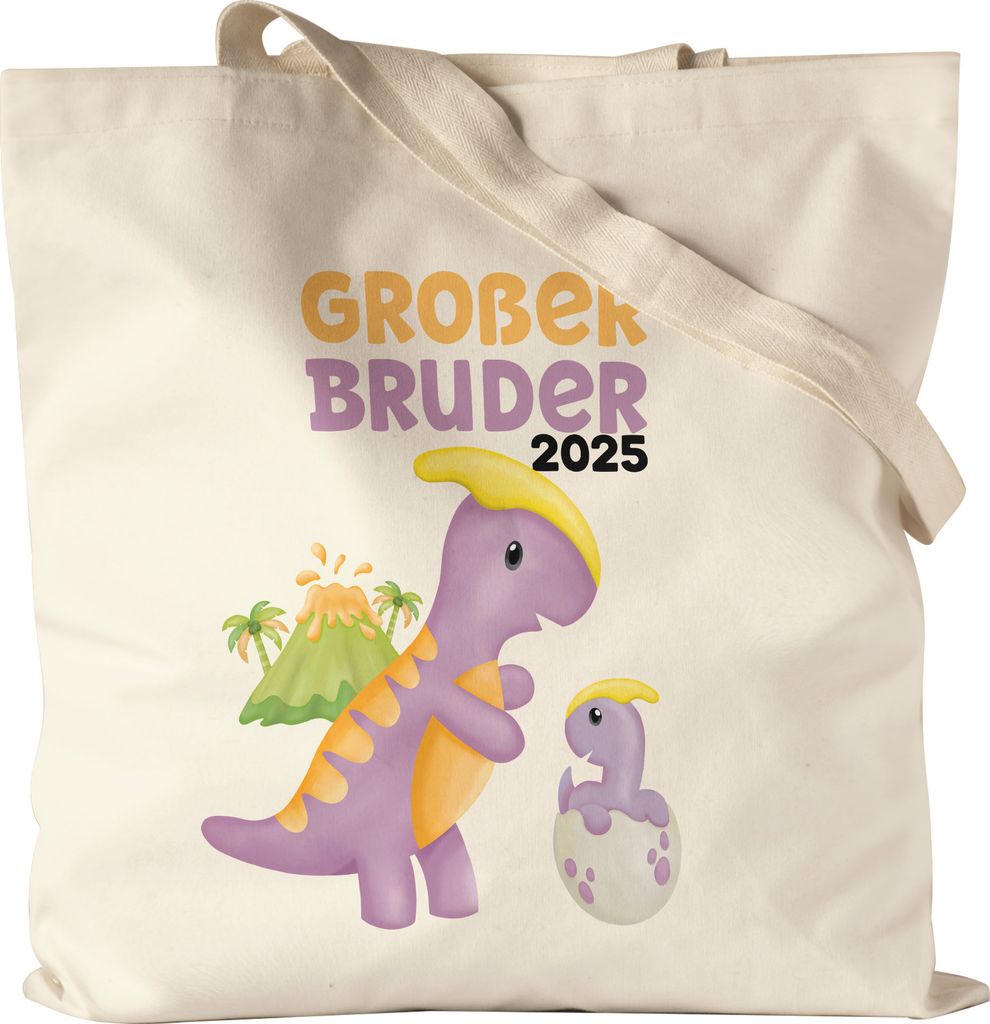 Großer Bruder 2025 Stoffbeutel Jutebeutel Canvas Baby Geburt Geschwister Familie Liebe Geborgenheit Kleinkind Geborgenheit Ei Dino