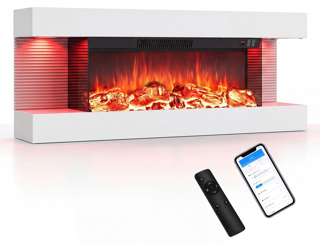 COSTWAY, chimenea eléctrica de 32 pulgadas, de 3 lados, Imagen del producto 