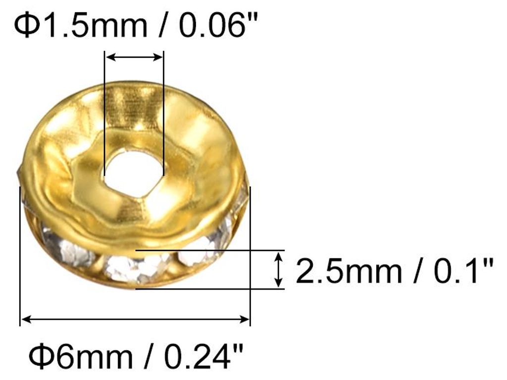 100 Stš¹ck 6mm Rondelle Spacer Perlen zum Auff?deln Zwischenperlen fš¹r Armb?nder, Strass Spacer Perlen, Abstandsperlen fš¹r DIY Armband Hals...