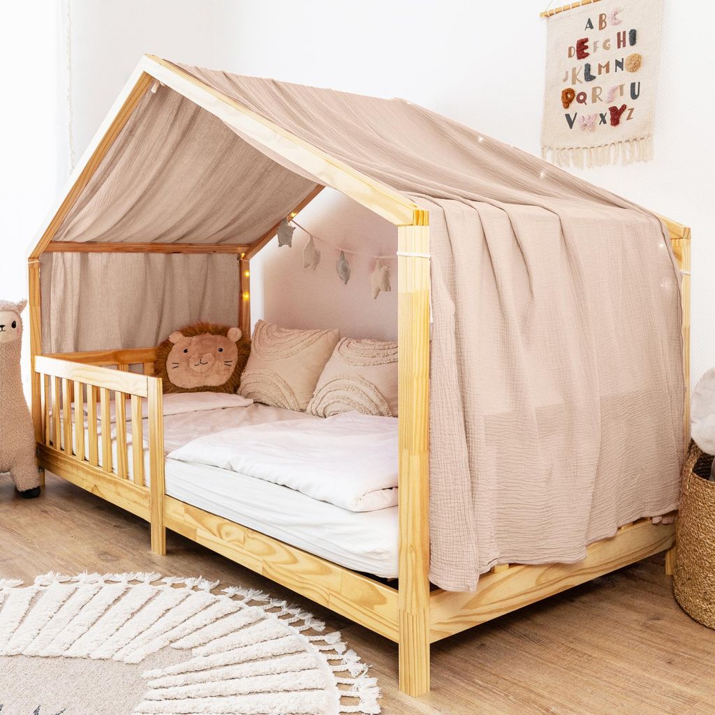 Cielo letto a casetta 135x360 cm rosa beige senza Immagine del prodotto 