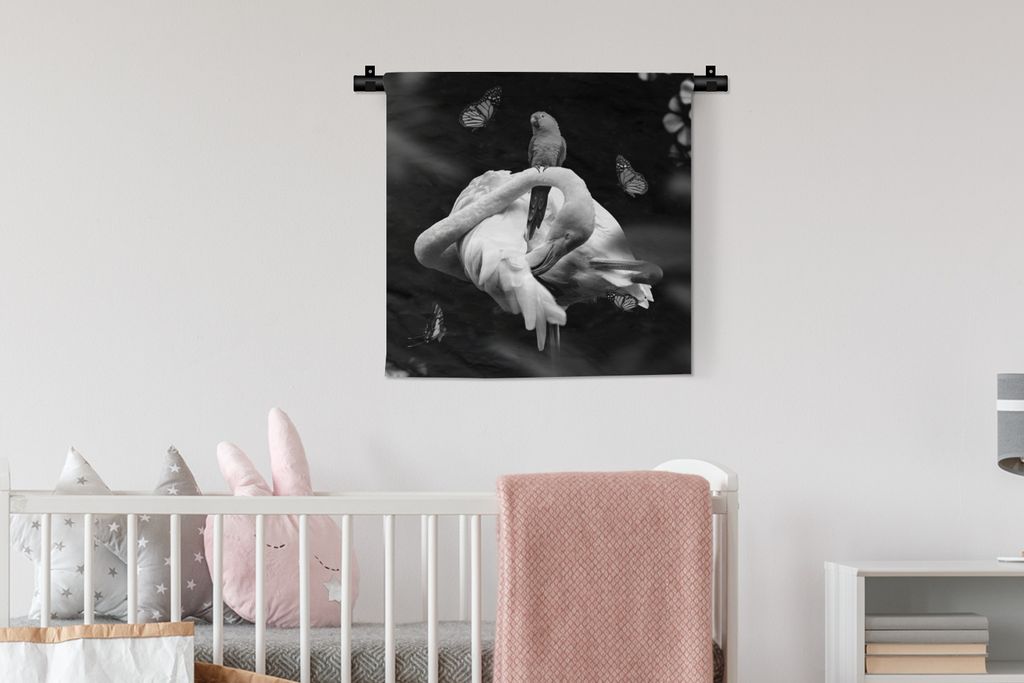 MuchoWow® Wandteppich Wandbehang Flamingo - Tiere - Natur - Produktbild 